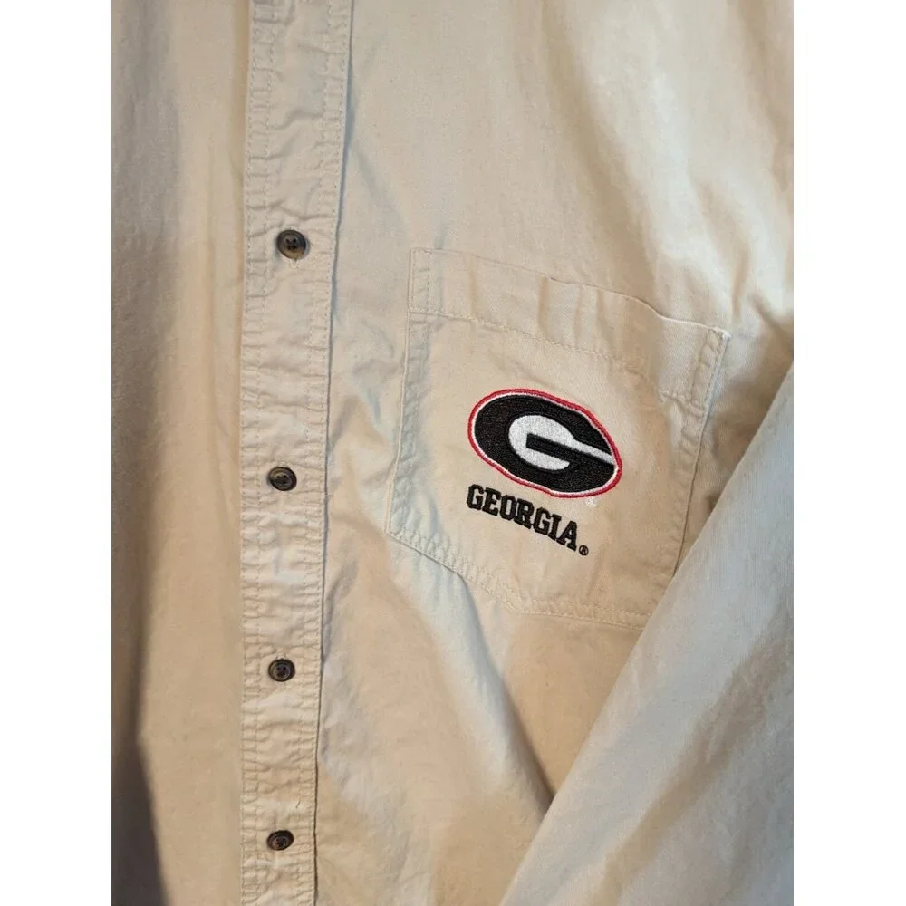 Three Square Royce Apparel Georgia Shirt Mens Tan Button Down Sz Large L - Picture 2 of 8